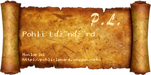 Pohli Lénárd névjegykártya